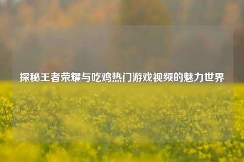 探秘王者荣耀与吃鸡热门游戏视频的魅力世界