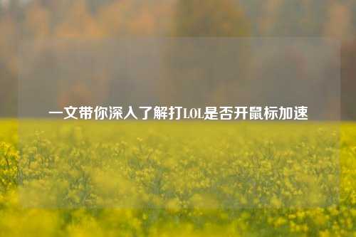 一文带你深入了解打LOL是否开鼠标加速