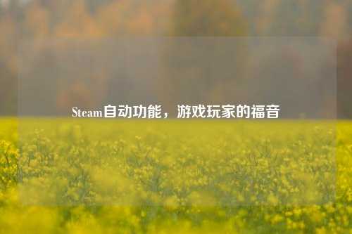 Steam自动功能，游戏玩家的福音