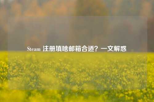 Steam 注册填啥邮箱合适？一文解惑