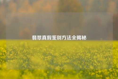 翡翠真假鉴别方法全揭秘