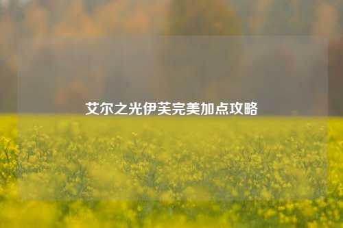 艾尔之光伊芙完美加点攻略
