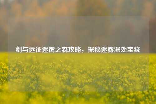 剑与远征迷霭之森攻略，探秘迷雾深处宝藏