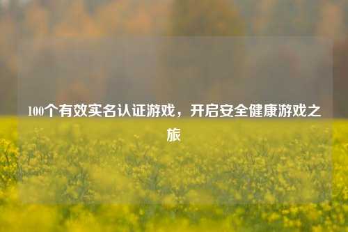 100个有效实名认证游戏,开启安全健康游戏之旅