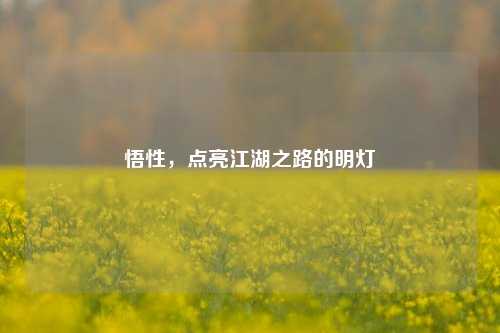 悟性，点亮江湖之路的明灯