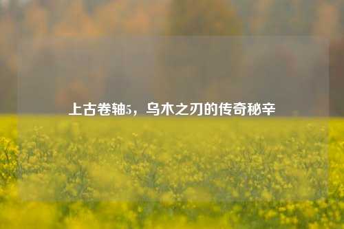 上古卷轴5,乌木之刃的传奇秘辛