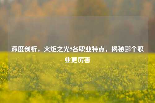 深度剖析,火炬之光2各职业特点,揭秘哪个职业更厉害