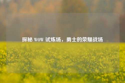 探秘 WOW 试炼场，勇士的荣耀战场