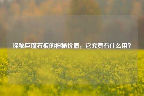 探秘巨魔石板的神秘价值，它究竟有什么用？