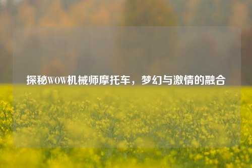 探秘WOW机械师摩托车，梦幻与激情的融合