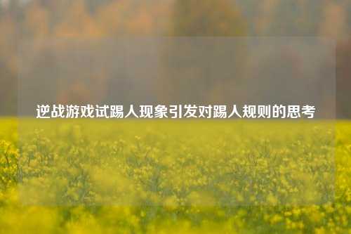 逆战游戏试踢人现象引发对踢人规则的思考
