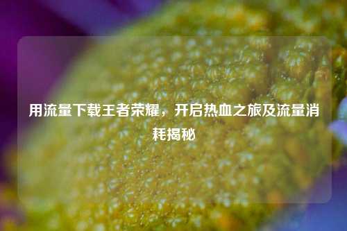 用流量下载王者荣耀,开启热血之旅及流量消耗揭秘