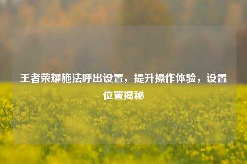 王者荣耀施法呼出设置，提升操作体验，设置位置揭秘