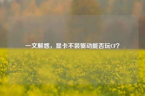 一文解惑,显卡不装驱动能否玩CF?