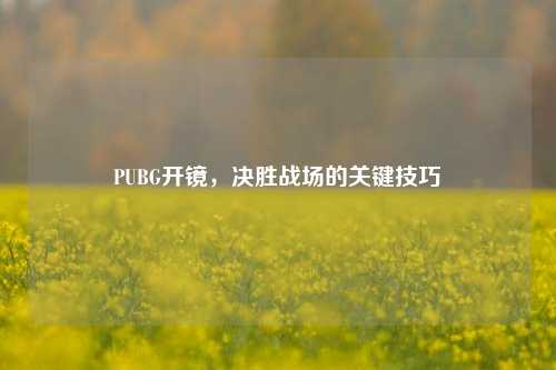 PUBG开镜，决胜战场的关键技巧