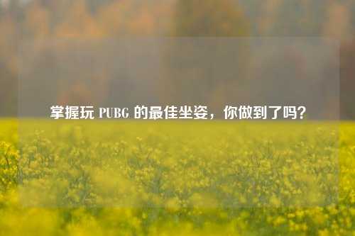掌握玩 PUBG 的最佳坐姿，你做到了吗？