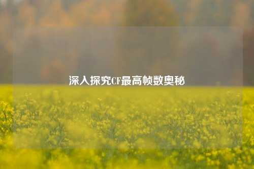 深入探究CF最高帧数奥秘
