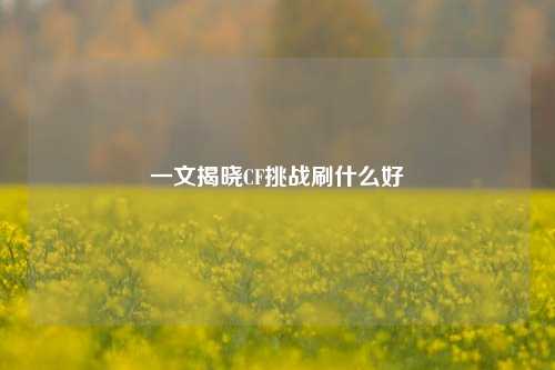 一文揭晓CF挑战刷什么好