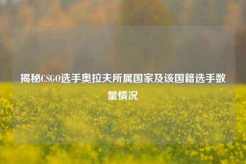 揭秘CSGO选手奥拉夫所属国家及该国籍选手数量情况