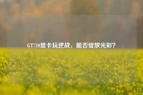 GT710显卡玩逆战,能否绽放光彩?