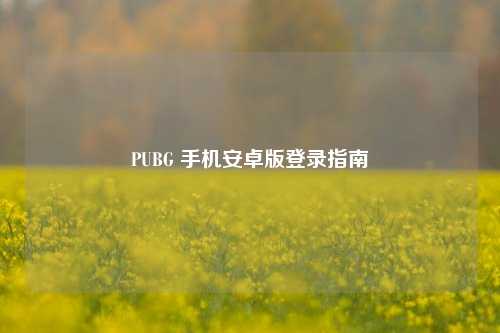 PUBG 手机安卓版登录指南