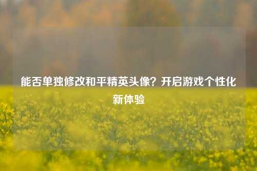 能否单独修改和平精英头像?开启游戏个性化新体验