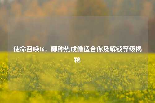 使命召唤16，哪种热成像适合你及解锁等级揭秘