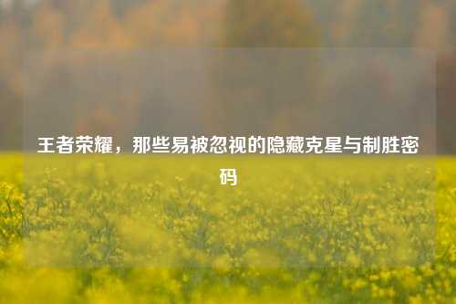 王者荣耀,那些易被忽视的隐藏克星与制胜密码