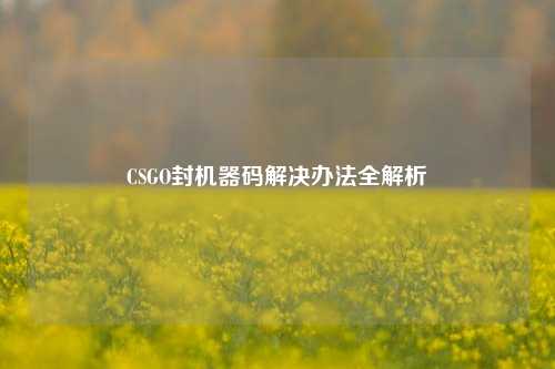 CSGO封机器码解决办法全解析