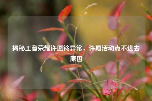 揭秘王者荣耀许愿铃异常，许愿活动点不进去原因