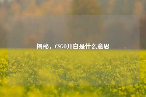 揭秘,CSGO开白是什么意思