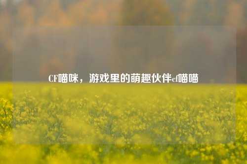 CF喵咪，游戏里的萌趣伙伴cf喵喵