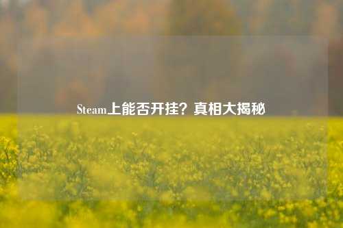 Steam上能否开挂?真相大揭秘
